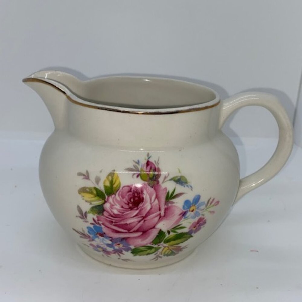Vintage Rare Arthur Wood Ceramic Rose Design Pitcher